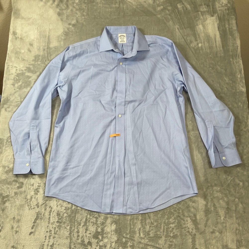 Brooks Brothers Regent Dress Shirt Mens 16.5 33 Blue Non-Iron Supima Cotton